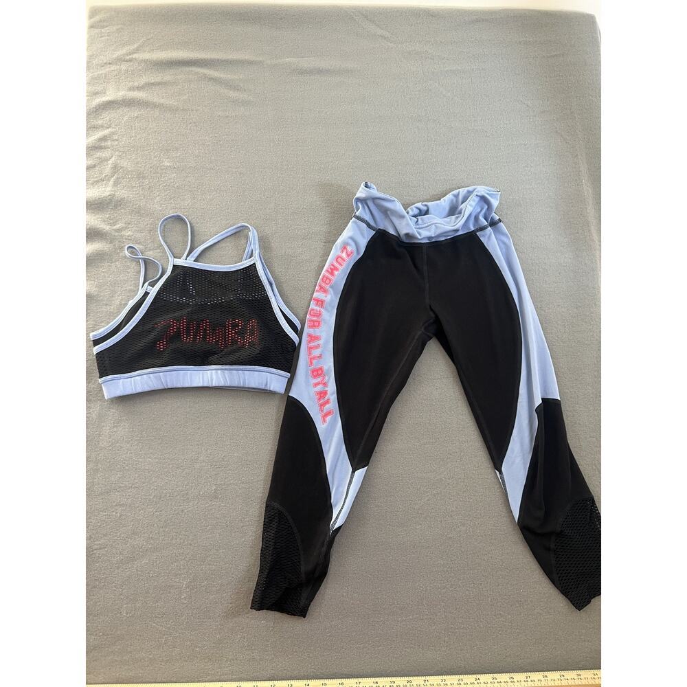 Pink Soda Sport Set: Gray Sleeveless Top & Leggings, Size Small Activewear
